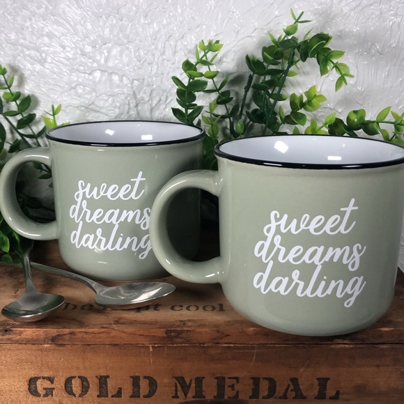 Sweet Dreams Darling Stoneware 14oz Mugs By Threshold Coffee Tea Cocoa Mugs NWT - Picture 4 of 16